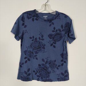 Old Navy Everywear Women's T-shirt Blue Floral Resortwear Summer Spring Comfy
